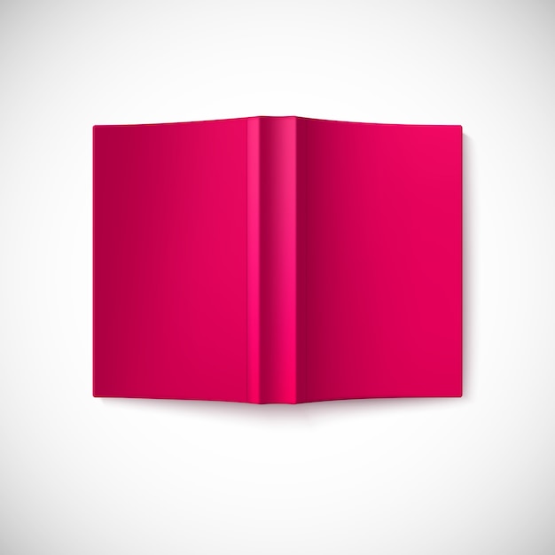 Open blank red book, top down view.