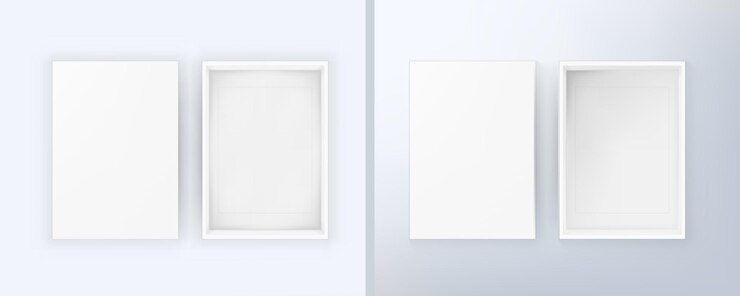Vector open blank white box with soft and side light