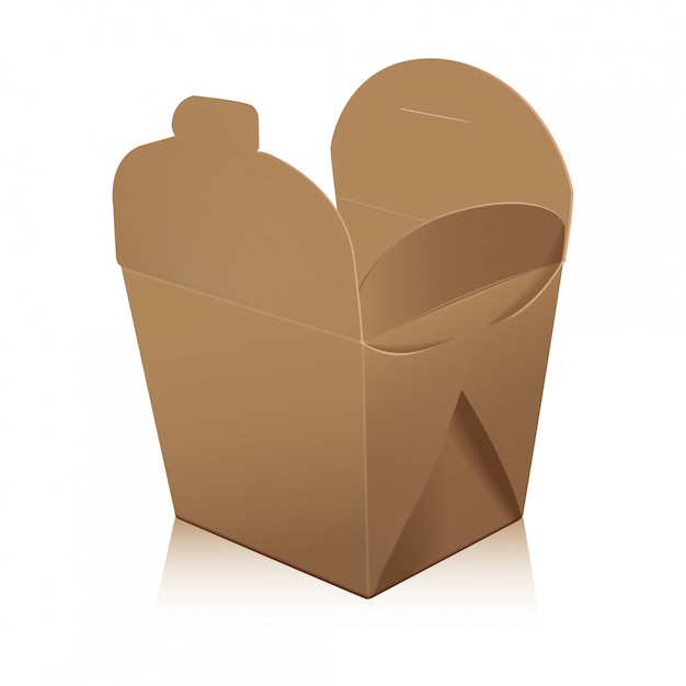 Vector open blank wok box. carton box take away food paper bag.