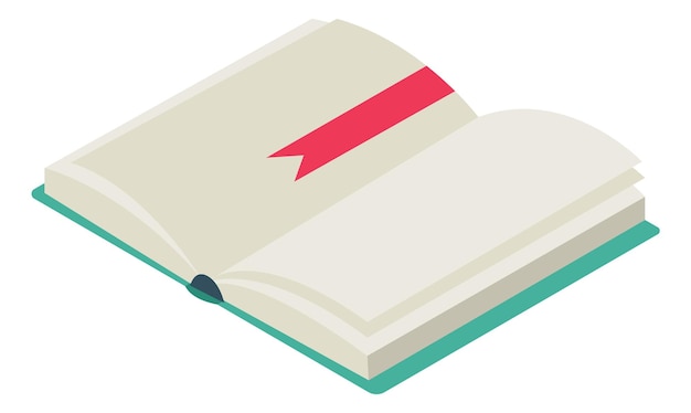 Open boek bovenaanzicht met rode bladwijzer Leessymbool