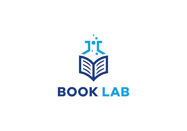 open boek met laboratorium logo icoon ontwerp inspiratie