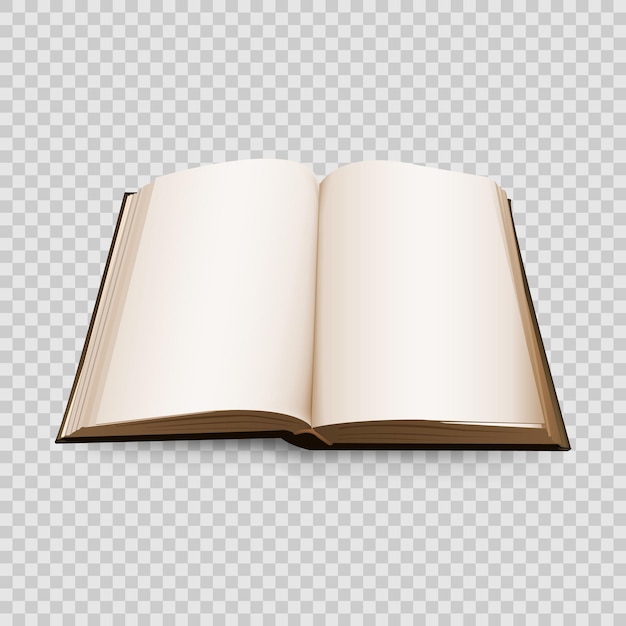 Открытая книга 3d изолирована на прозрачном фоне векторная иллюстрация