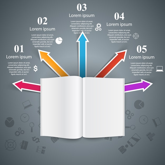 Vector open book - business infographic.