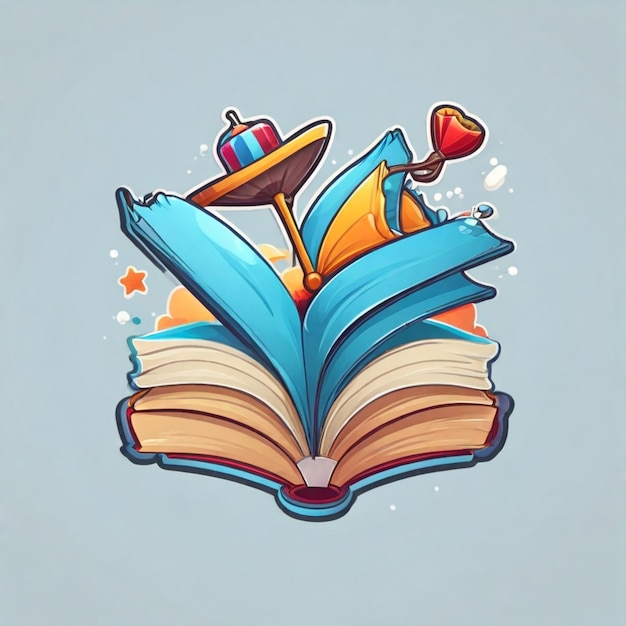 Vector open book cartoon vector background