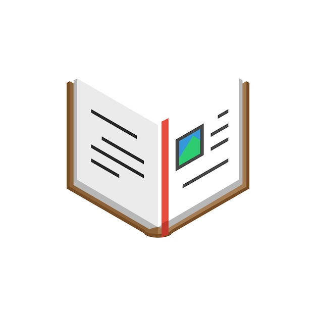 Open book colored isometric vector illustration