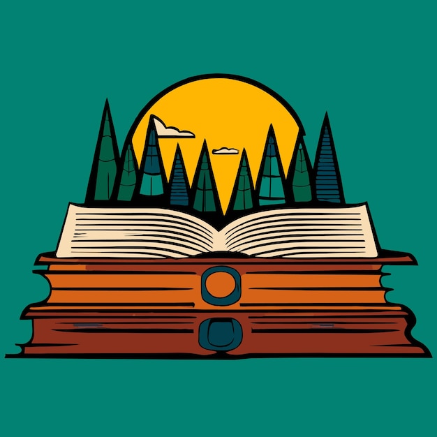 Open book concept forest vector illustration