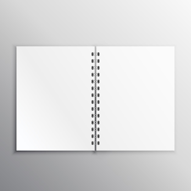 Vector open book or diary mockup with spiral binding