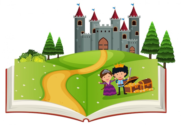 Open book fairy tale story