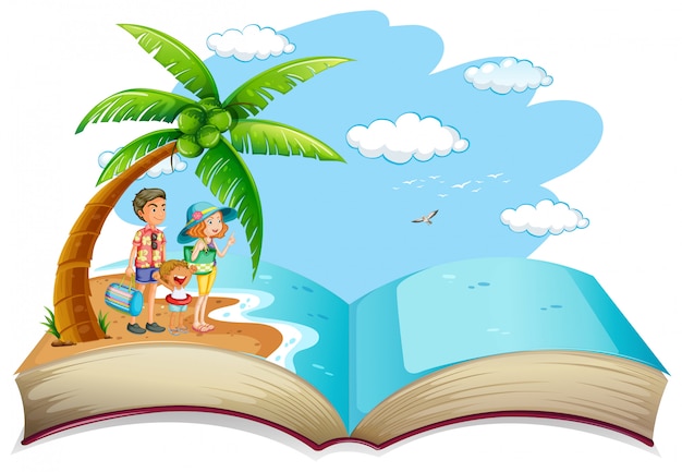 Open book family summer vacation