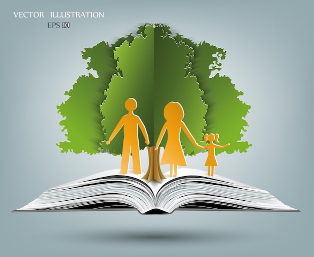 Open book of happy family stories