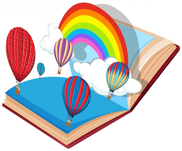 Open book  hot air balloon theme