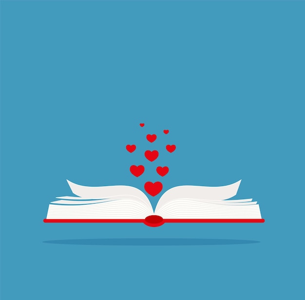 Open book icon Concept of love story literary fiction genre