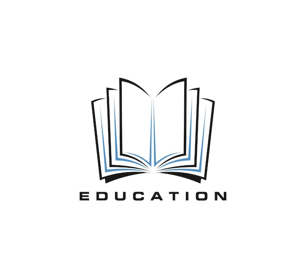 Simbolo del negozio di biblioteca di istruzione icona libro aperto