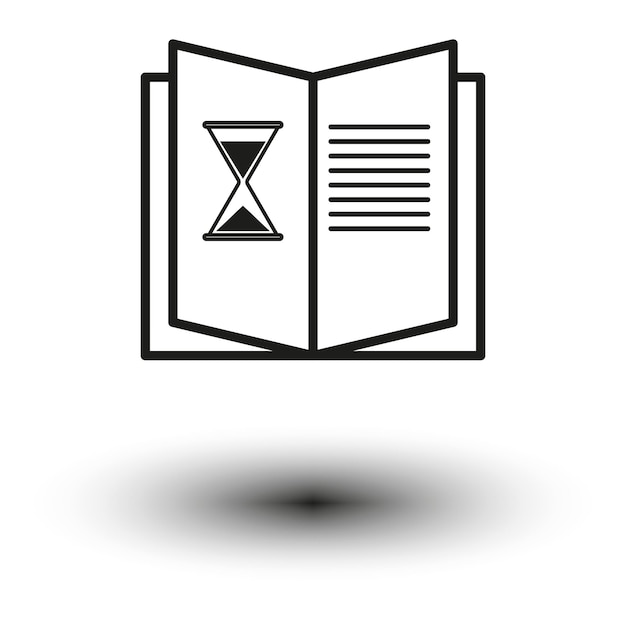 Open book icon Hourglass illustration Time for reading concept Vector illustration EPS 10