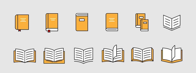 Vector open book icon pictogram set illustration