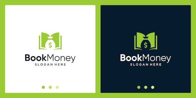 Open book logo design inspiration with money design logo. Premium Vector