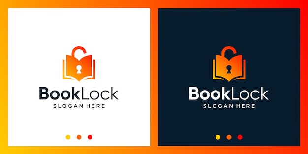 Open book logo design inspiration with padlock design logo. Premium Vector