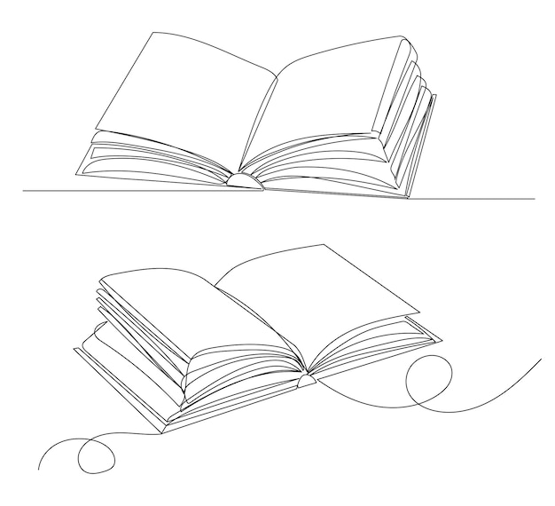 Open book one line drawing