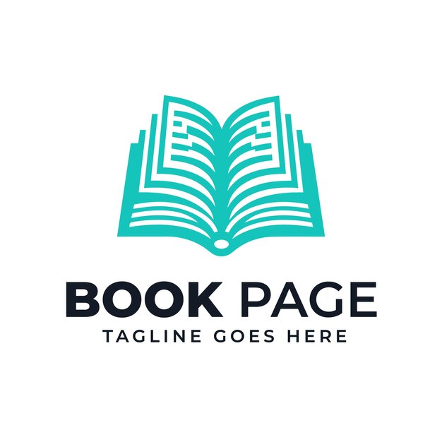 Open book page flat education logo