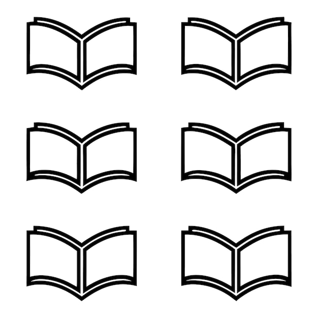 Открытый набор книг, нарисованный вручную векторный силуэт