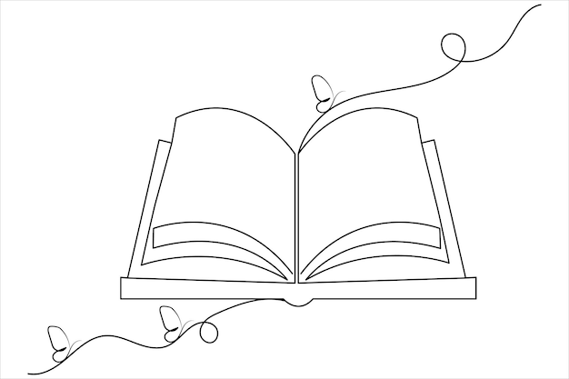 Откройте книгу с рисунком изолированной контурной плоской векторной иконы