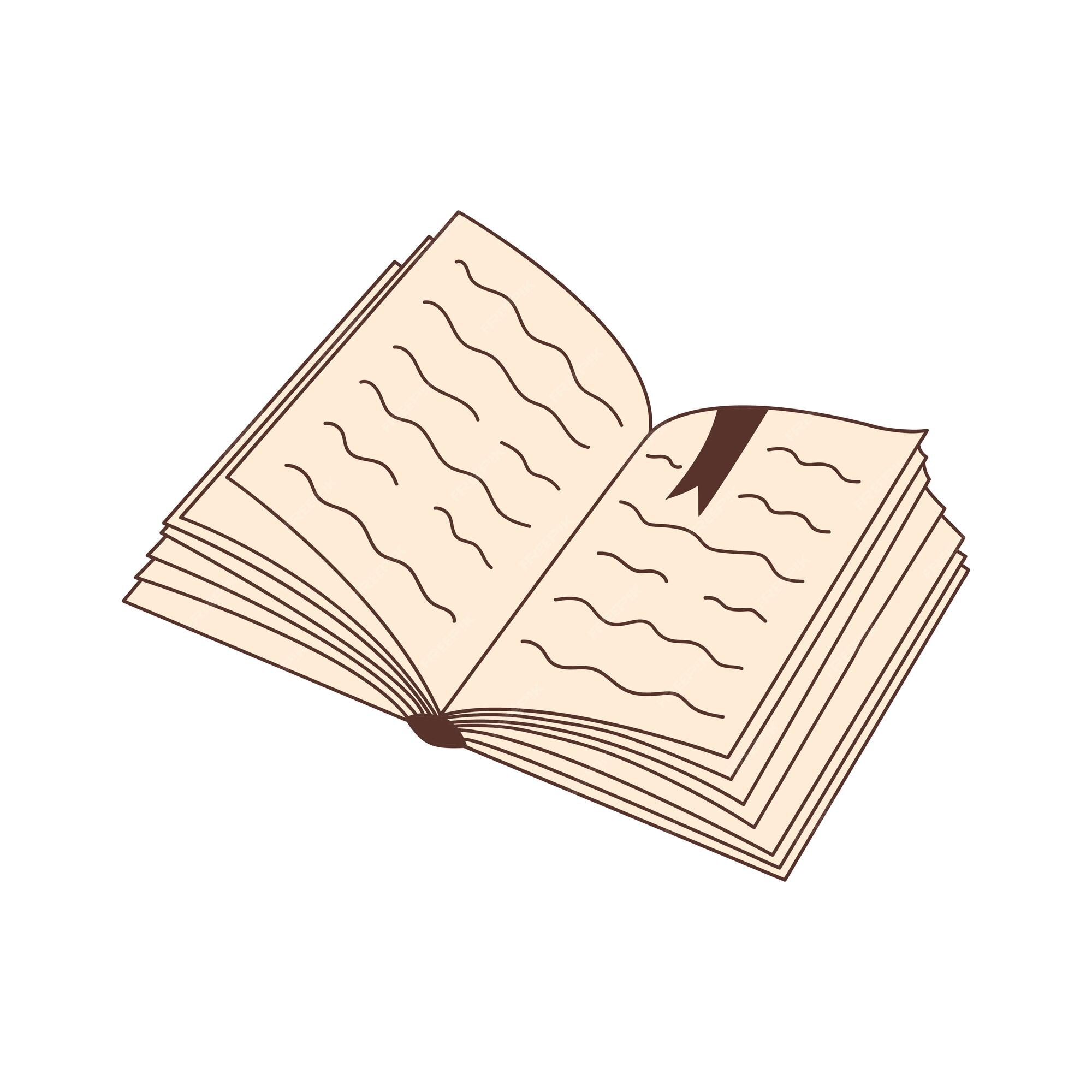 Sketch - open book with bookmark Royalty Free Vector Image