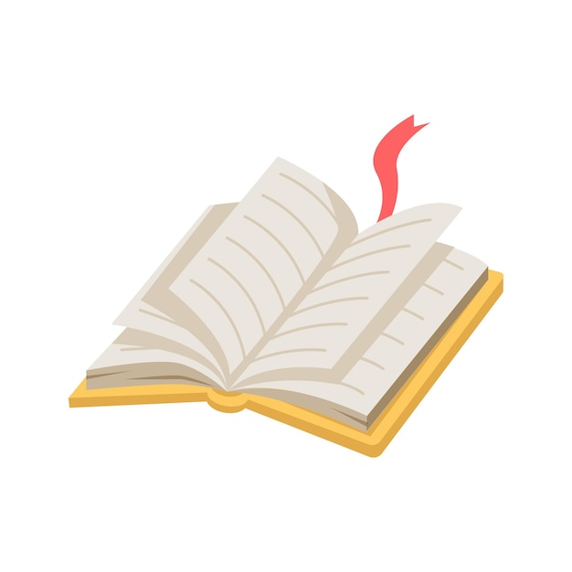 Open book with bookmark textbook or journal