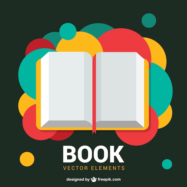 Vector open book with colorful dots on background