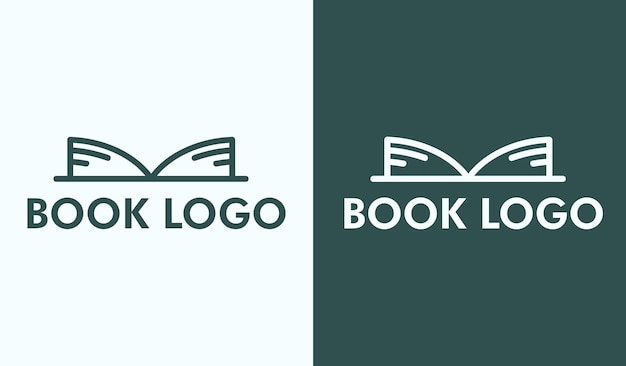 Vector open book with feather pen education flat line vector logo design book logo design book shop logo