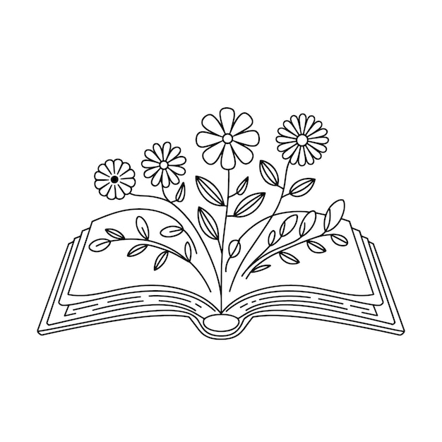 Открытая книга с цветочными рисунками
