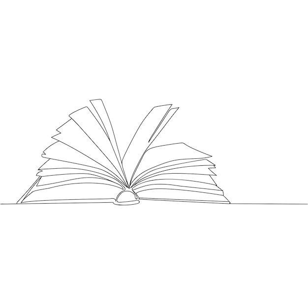 Vector open book with flying pages one continuous line drawing vectoreducation conceptworld book day