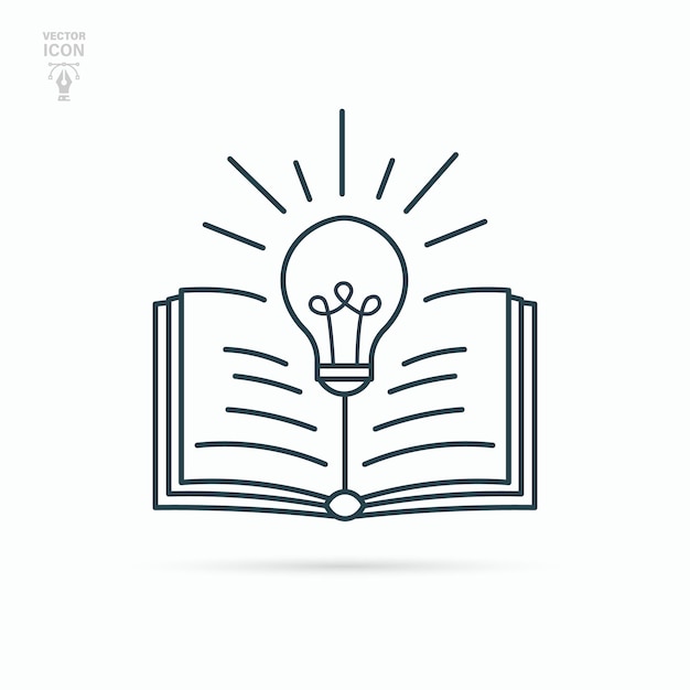 Open book with light bulb Futuristic knowledge inspiration creative thinking concept