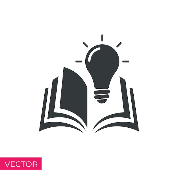 Vector open book with lightbulb concept new knowledge understanding wisdom in study creative idea icon vector