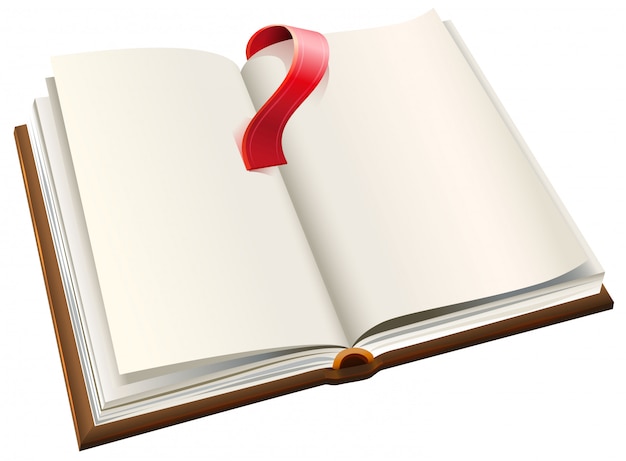 赤いブックマークで本を開きます。空白のページで開いた本