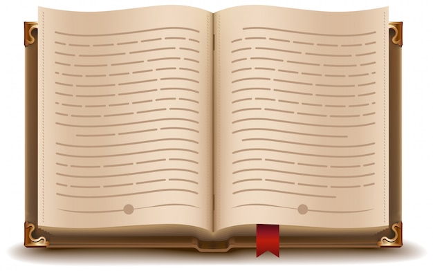 Vector open book with text and red bookmark