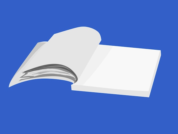 An open book with a white cover and a blue background.