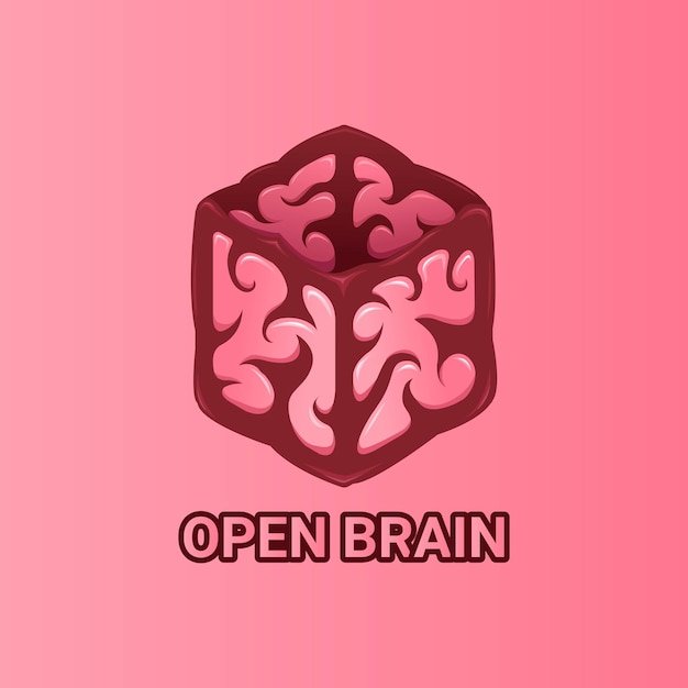 Open box brain logo vector template