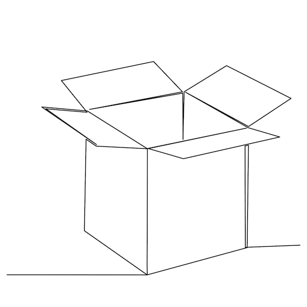 Premium Vector  Open box drawing one continuous line vector