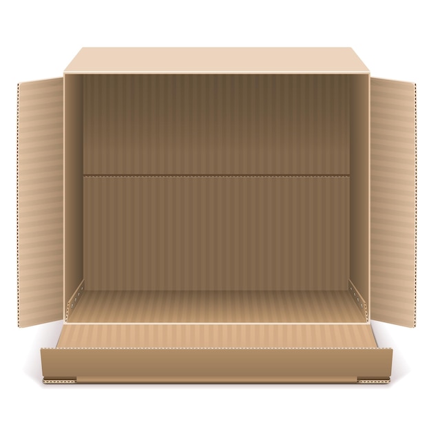 Vector open carton box isolated on white background