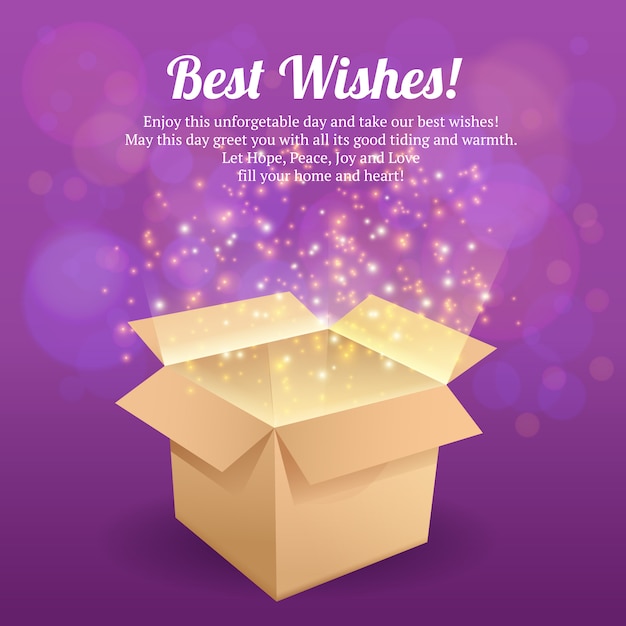 Vector open carton gift box best wishes vector illustration