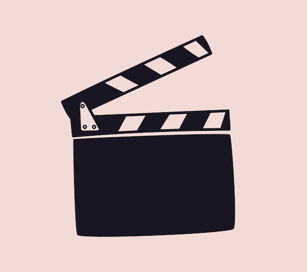 Open clapperboard silhouette with contrast stripes isolated