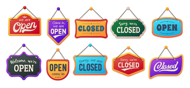 open closed board signs shop notice signboards