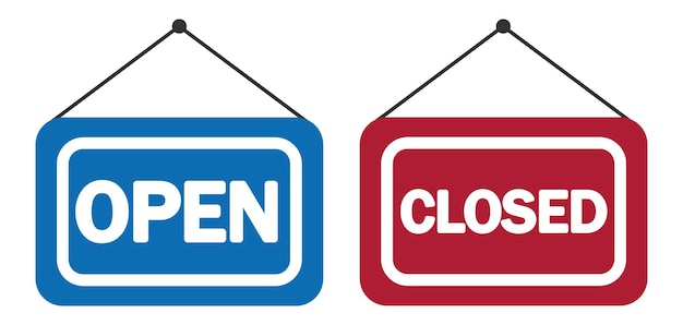 Open closed color banner icon hanging nameplate symbol signboard vector