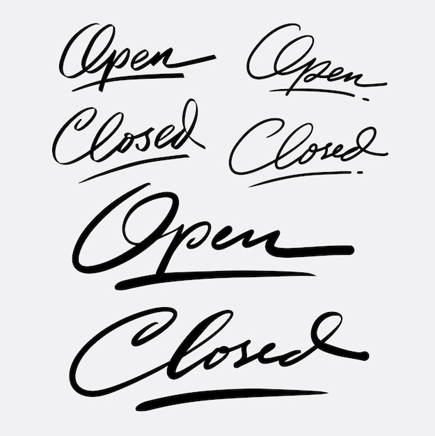 Open and closed handwriting calligraphy