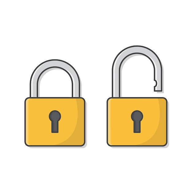 Open And Closed Padlock Icon isolated on white