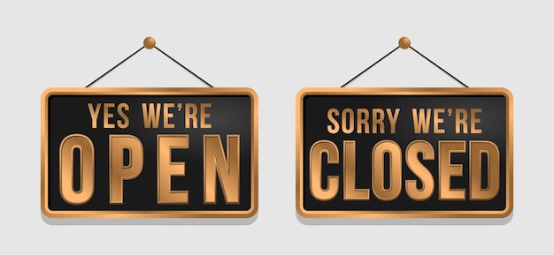 Vector open and closed sign vector