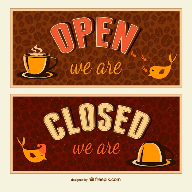 Vector open and closed signs