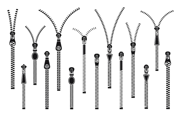 Вектор Открытые закрытые молнии. модный силуэт на молнии