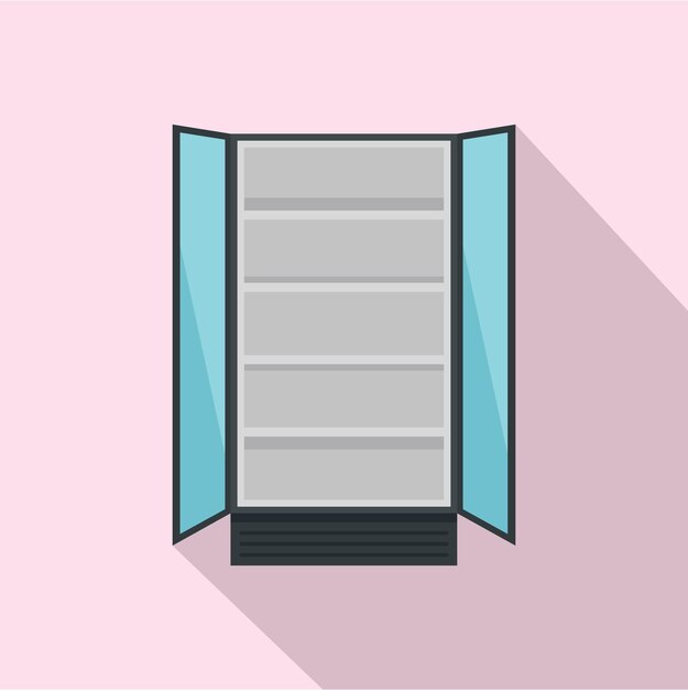 Open commercial fridge icon Flat illustration of open commercial fridge vector icon for web design