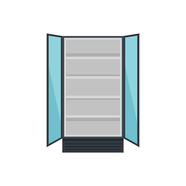 Open commercial fridge icon Flat illustration of open commercial fridge vector icon for web isolated on white